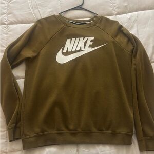 Nike Olive Green Crewneck Sweatshirt with White Logo